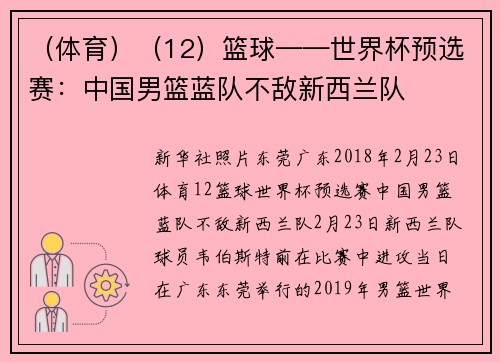 （体育）（12）篮球——世界杯预选赛：中国男篮蓝队不敌新西兰队